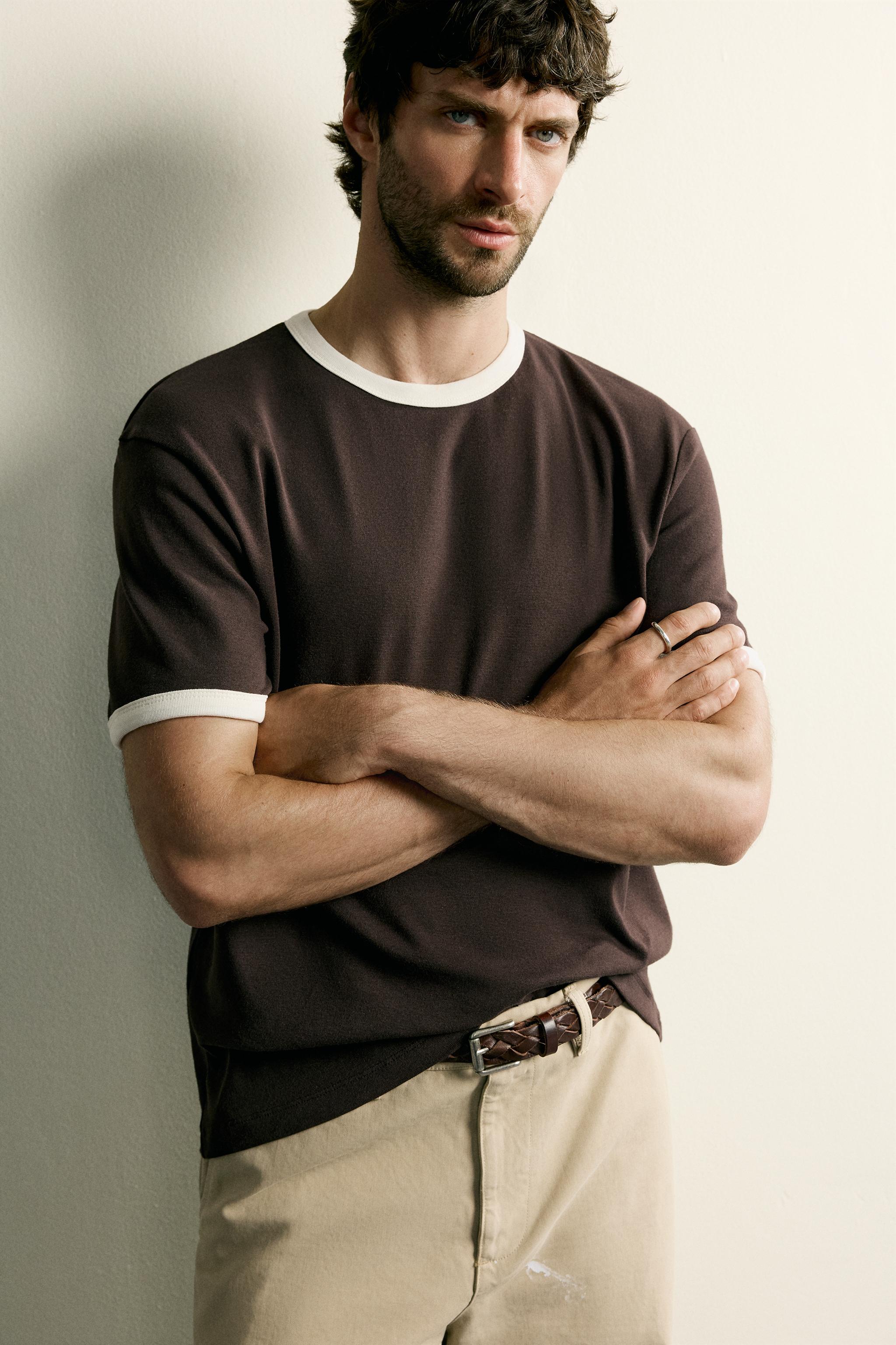 BASIC CONTRAST RIB T-SHIRT